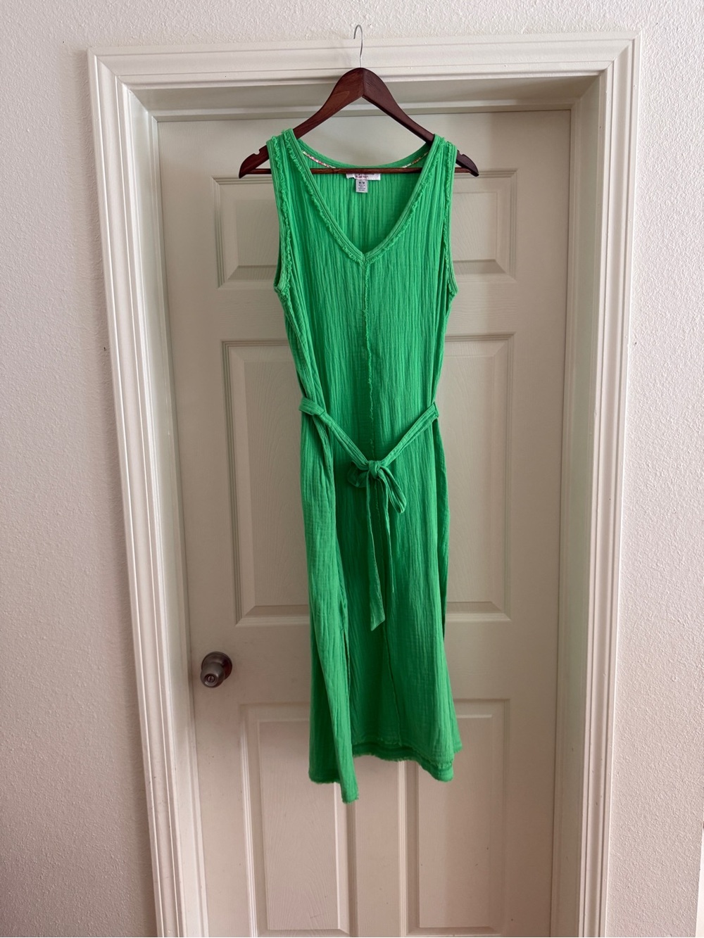 Tommy Bahama Kelly Green Sleeveless V-Neck Tie-Waist Maxi Dress